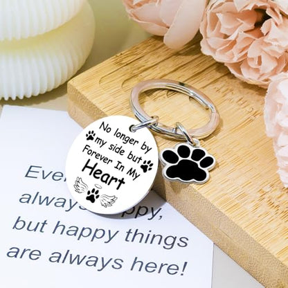 Dog Memorial Gifts for Loss of Dog Keychain Pet Memorial Gifts for Dogs | Pet Loss Sympathy Gift Dogs Passing Away Remembrance Gift - No Longer by My Side Forever in My Heart