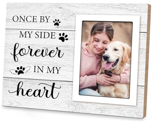 Pet Memorial Gifts for Dogs, Dog Memorial Gifts Picture Frame | Lost of Pet Sympathy Present, Pet Loss Remembrance Gift, Cat Passing Away Memorial Frame with Paw Print 4x6" Photo