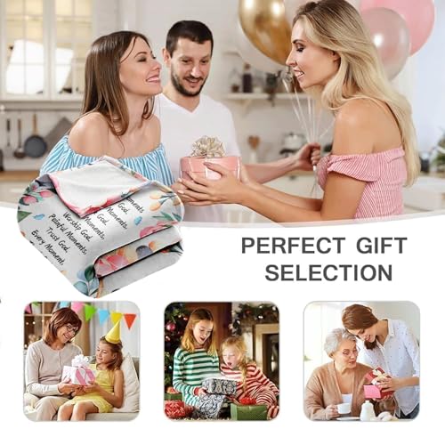 Christian Inspirational Quote Throw Blanket 50 x 60, Happy Moments Praise God Prayer Blanket, Faith Gift for Women Mom Sister Friend, Encouragement Get Well, Mothers Day Christmas (Christian)