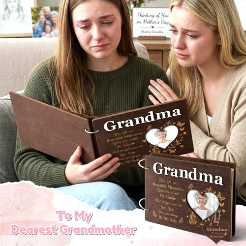 CY2SIDE Grandma Memorial Gifts Photo Album – 110PCS In Loving Memory of Grandma Wooden Scrapbook Kit Sympathy Gift for Loss of Grandmother, Bereavement Grief Album for Mother’s Day & Grieving Family - style: Memorial Grandma