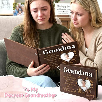 CY2SIDE Grandma Memorial Gifts Photo Album – 110PCS In Loving Memory of Grandma Wooden Scrapbook Kit Sympathy Gift for Loss of Grandmother, Bereavement Grief Album for Mother’s Day & Grieving Family - style: Memorial Grandma