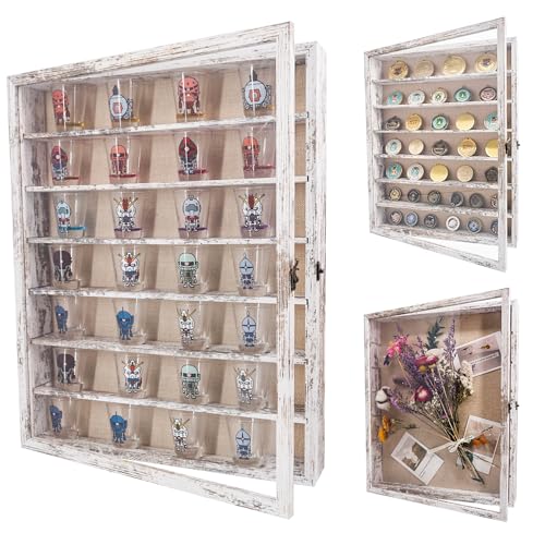FramePro Shadow Box Frame Display Case 16x20 with Removable Shelves, Deep Memory Box Trinket Knick Knack Shelf Cabinet for Collector, Keepsake Coins Military Medals Wedding Flowers White - color: Rustic White, size: 16x20