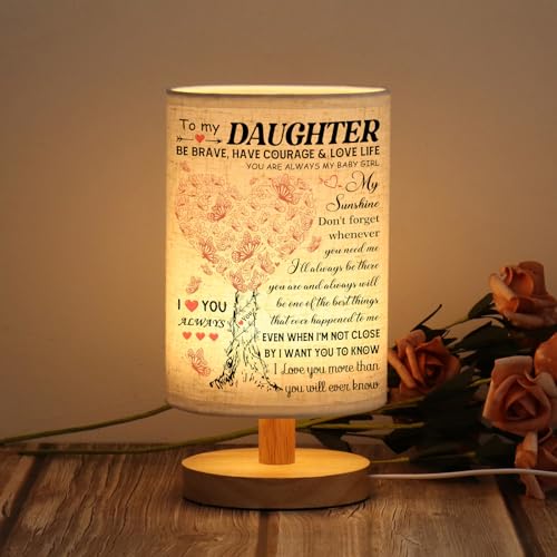 WSYEAR Daughter Gifts from Mom, to Daughter Fabric Table Lamp, Birthday Graduation Gifts for Daughter from Mom Dad, Bedside Table Lamp Gifts for Daughter Adult from Mother - color: Daughter Lamp