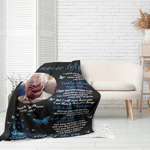 Custom Memorial Blanket with Picture, Sympathy Gifts for Loss of Loved One, Personalized Memory Blanket for Loss of Mom Dad Husband Wife, In Memory of Loved One Gifts, Remembrance Bereavement Gifts