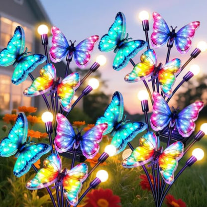 TEDOF 4 Pack Solar Butterfly Outdoor Lights Waterproof for Garden - color: 4 Pack Butterfly Firefly Lights