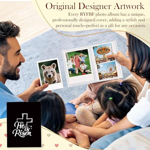 Christian Photo Album 4x6, Christian Easter Gifts, He Is Risen Bible Verse 18 Pockets Small Picture Memory Photo Album for Family Anniversary Travel Vacation - color: Risen