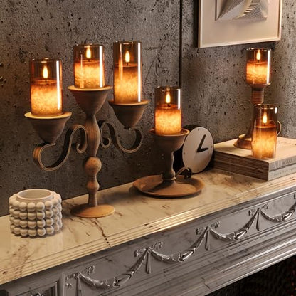 Battery Operated Flameless Candles with Remote & Timer, Gold Glass 3Pack - color: Gold