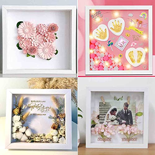 Shadow Box Frame 8x8 with Letter Stickers (White, 8x8) - color: White, size: 8" x 8"