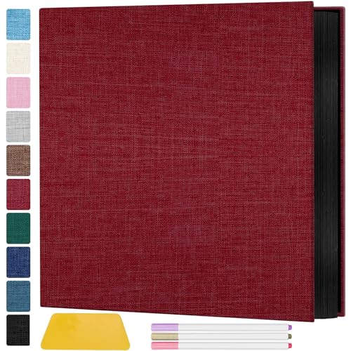 Zesthouse Photo Album Self Adhesive Pages, 60 Pages Magnetic Scrapbook Albums with Sticky Page, Photos Album Holds 8x10 & 5X7 & 4x6 & 6x8 & 3x5, Large Picture Book Ideal Gift for Family Wedding Baby - color: Red, size: 11"x10.6"/Black 60 Pages