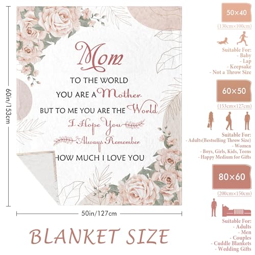 Gifts for Mom from Daughter, Mom Birthday Gifts Blanket 60"x50", Mother Gift from Son, Moms Gift Ideas for Mother's Day Christmas Anniversary Valentines Day, to My Mother Throw Blankets - color: Mother Gifts