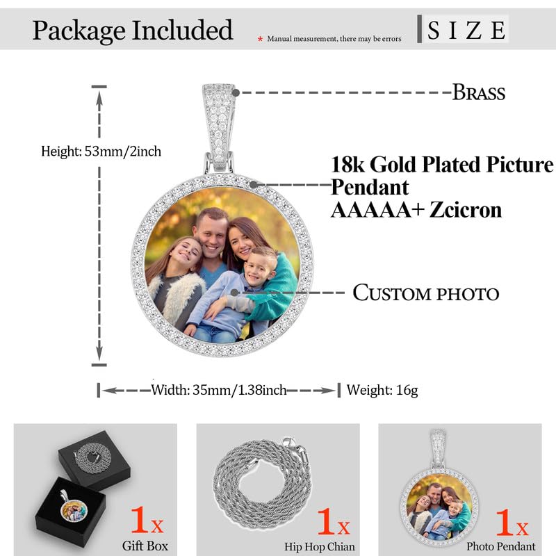 YIMERAIRE Customized Picture Necklace Personalized Circle Chain - color: 01 Circle Pendant Text(Silver)+Rope Chain 0171