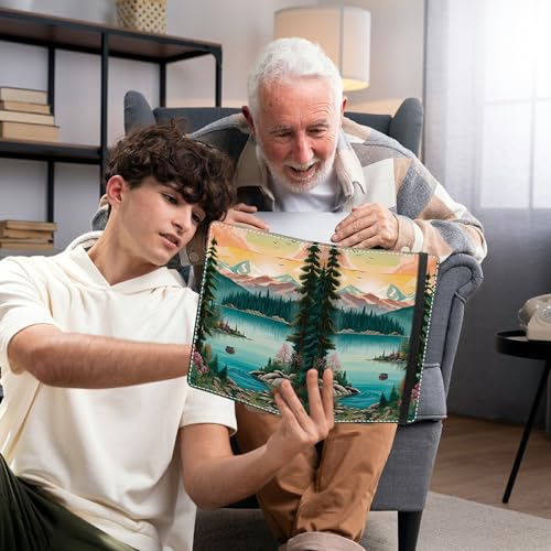Photo Album 3.5x5 80 Photos Small Capacity PU Leather Cover, Lake Surrounded by Trees Mini Photo Album 3.5x5 with Elastic band, Birthday Christmas Photo Albums Wedding Anniversary - color: Lake Surrounded by Trees, size: 3.5*5 Holds 80 Photos