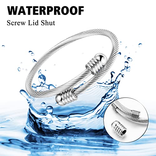 Abooxiu Stainless Steel Ash Bracelet for Men & Women - Memorial Ashes Holder, Filling at Both Ends - color: Silver
