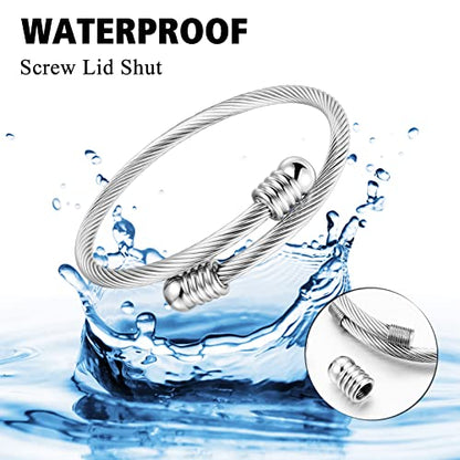 Abooxiu Stainless Steel Ash Bracelet for Men & Women - Memorial Ashes Holder, Filling at Both Ends - color: Silver