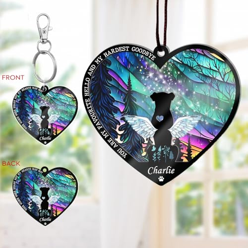 Personalized Dog Memorial Suncatcher, Custom with Name Date, Pet Loss Sun Catcher, Stained Glass Light Catcher, Gifts for Dog Lovers, Memorial Loss of Pet Sympathy Gift - color: #9 Dog Suncatcher