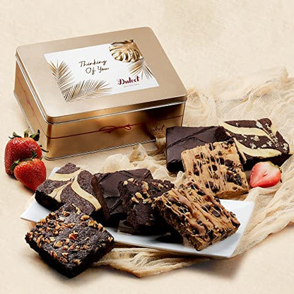 Thinking Of You Baskets For Women - 18 Individually Wrapped Brownies Freshly Baked in a Variety of Flavors - Dulcet's Signature Flavored Fudge Brownies - Gift Box Comes with Thinking of You Card - style: Thinking of You