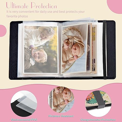 Photo Album 4x6 Photos - 60 Photos Capacity PU Leather Cover Photo Album with Strong Elastic Band, Portable Picture Album for Family Wedding Wedding Anniversary, Dinosaurs - color: Dinosaurs