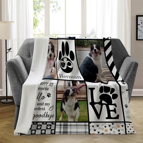 Ship Next Day, Customized Dog Memorial Gifts, Custom Pet Blanket with Pictures Name, Personalized Pet Memorial Photo Blanket, Loss of Pet Sympathy Gift, Dog Passing Away Bereavement Gifts - color: Dog Blanket 06
