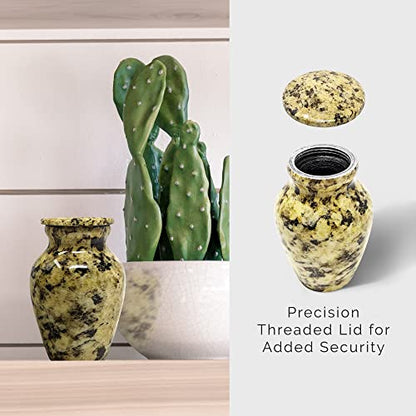 Small Keepsake Urn for Human Ashes 3 Inch – Elegant Marble Finish – Mini Cremation Urn for Sharing – Aluminum Memorial with Secure Lid, Velvet Bag and Funnel Included - Yellow Marble Finish - color: 1 Caroline Summer