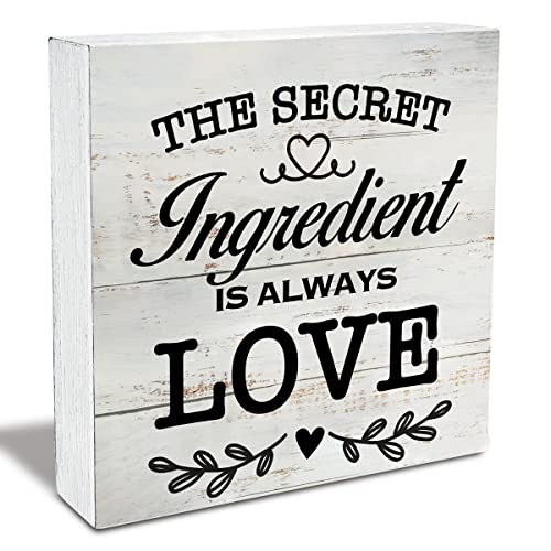 Secret Ingredient Is Always Love Kitchen Quote Wood Box Sign - color: white