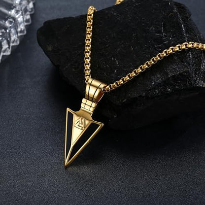 Arrowhead Necklace 925 Sterling Silver Arrow Pendant Necklace Jewelry Gifts for Men Women Lover - color: GOLD-A04