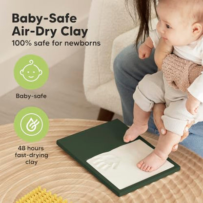 Baby Hand and Footprint Kit,Quick Dry Clay Baby Footprint Kit(Hunter Green) | Pets Paw Kit, Newborn Keepsake Picture Frame for Boys, Girls, Personalized New Mom Gifts for Shower & Registry, Grandparents - color: Hunter Green