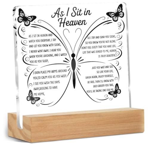 As I Sit In Heaven Sign, Sympathy Gifts Acrylic Sign Condolences Gifts - color: Sympathy Gifts