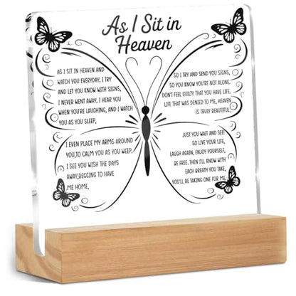 As I Sit In Heaven Sign, Sympathy Gifts Acrylic Sign Condolences Gifts - color: Sympathy Gifts