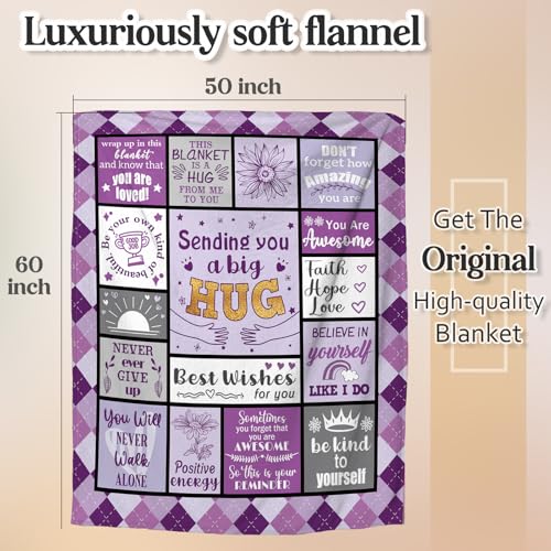 Nuowagify Get Well Gifts for Women/Men, Breast Cancer Gifts for Woman, Birthday/Inspirational/Sympathy/Thinking of You Gifts for Women Men Daughter Son Mom Dad，Feel Better Healing Blanket 60x50in