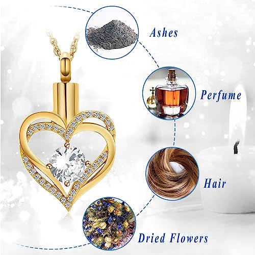 shajwo Cremation Jewelry Heart Urn Necklace for Ashes of Loved One - color: Gold-white