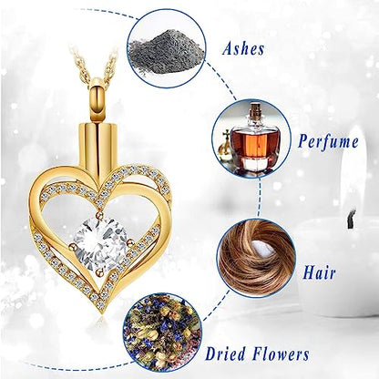 shajwo Cremation Jewelry Heart Urn Necklace for Ashes of Loved One - color: Gold-white