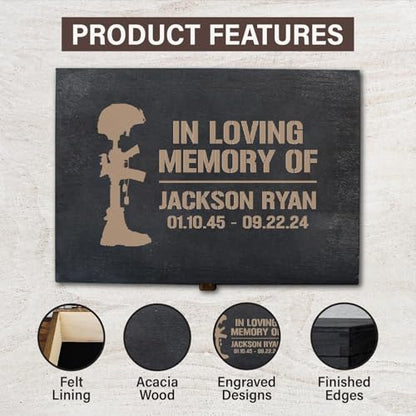 Personalized Line of Duty Memorial Box for Fallen Heroes & First Responders | Holds medals, flags, badges & photos to honor their service. 6 designs, 4 sizes & 4 finishes, optional inside engraving. - style: 16. Line of Duty Memorial