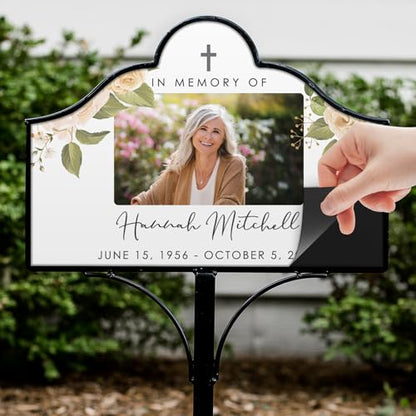 Personalized Memorial Garden Stake with Photo, Sympathy Plaque - color: Photo