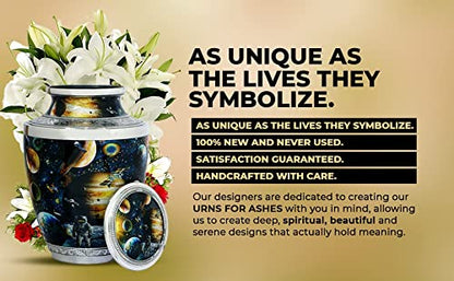 BOLD & DIVINE Cosmic Galaxy Cremation Urn | Human Ashes Adult Memorial urn, Burial, Funeral Cremation Urns | 200 Cubic Inches Adult/Large with Velvet Bag - color: Cosmic Galaxy