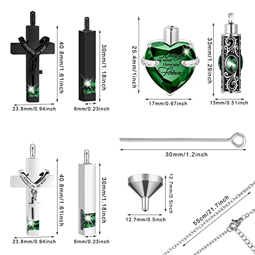 Fumete 6 Pcs Ashes Necklace Urn Jewelry for Human Ashes Memorial - Men & Women Pendant - color: Green