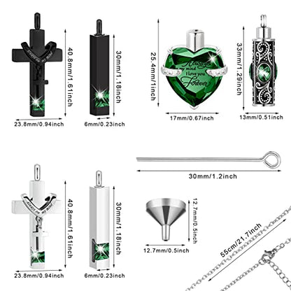 Fumete 6 Pcs Ashes Necklace Urn Jewelry for Human Ashes Memorial - Men & Women Pendant - color: Green