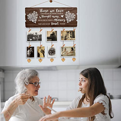 Yudarte Wooden Memorial Picture Hanging Board with Clips and Twine - Bereavement Sympathy Grieving Gifts for Loss of Loved One - color: those we love