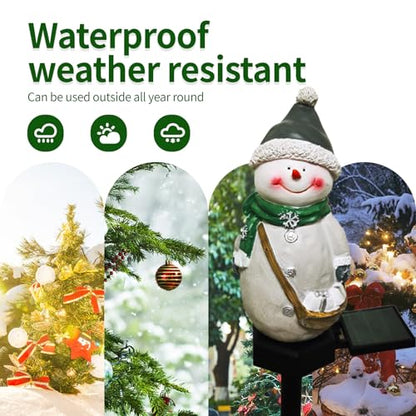 QH & Garden Resin Snowman Solar Lights Outdoor Waterproof | Christmas Garden Stake Lights, Outdoor Christmas Decorations, Snowman Stake Landscape Lamp, Patio Yard - style: Snowman