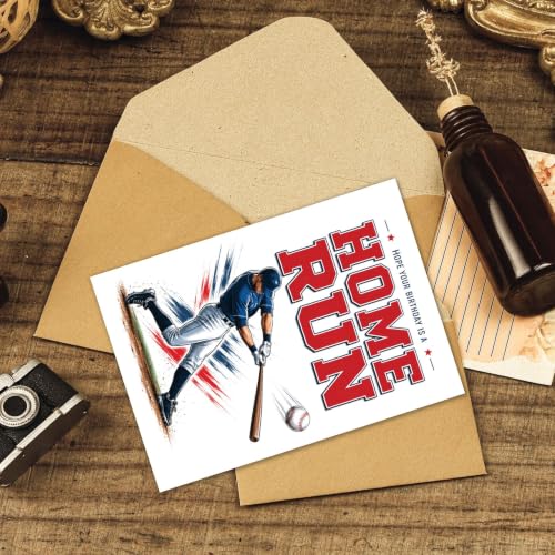 Home Run Baseball Birthday Card, Batter Swing Ball Greeting Gift | Baseball Birthday Card For Baseball Player, Baseball Fan, Sports Lover, Home Run Birthday Gift Card, Baseball Greeting Cards - color: sport2