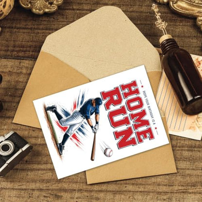 Home Run Baseball Birthday Card, Batter Swing Ball Greeting Gift | Baseball Birthday Card For Baseball Player, Baseball Fan, Sports Lover, Home Run Birthday Gift Card, Baseball Greeting Cards - color: sport2