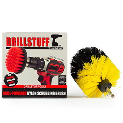 Bathroom Accessories - Bathtub Cleaner - Scrub Brush - Tub Scrubbing Brush | Cleaning Supplies - Tile Scrubber - Grout Cleaner - Sink Cleaning Brush - Shower Cleaner Brush - Fiberglass Cleaning Brush - color: Yellow, size: Full Size Drill Brush