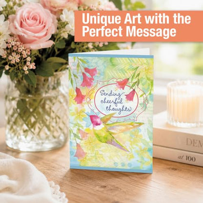 Current Hummingbird Garden Thinking of You Cards with Envelopes - Assortment of 8 Greeting Cards, 4 Designs, Large 5" x 7" Thinking of You Cards for Women - style: Hummingbird
