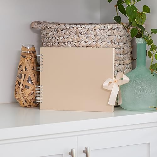 Never Ever Land Scrapbook Album – 12x10 Champagne Scrap Book. Scrapbooking Supplies, Memory Book, Wedding Guest Book, Photo Album, Baby Shower Gifts, Valentines, Engagement Gifts, and Anniversary - color: Champagne