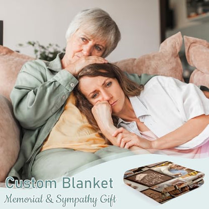 in Loving Memory Blanket Gifts, Custom Memorial Blanket with Photo for Loss of Loved One, Personalized Sympathy Throw Blankets with Picture, Memorial Gifts for Loss of Mom Dad Husband Wife