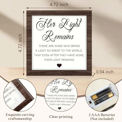 RattanView Loss Sympathy Gift Women Her Light Remains LED Sign - color: Walnut, style: Women