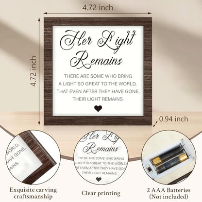 RattanView Loss Sympathy Gift Women Her Light Remains LED Sign - color: Walnut, style: Women