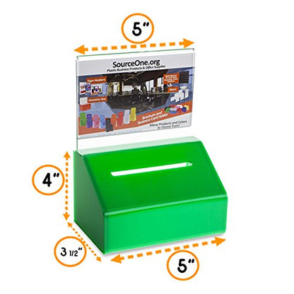 Acrylic Heavy Duty Donation/Ballot Box with Lock and Sign Holder - color: Green, size: 2 Pack