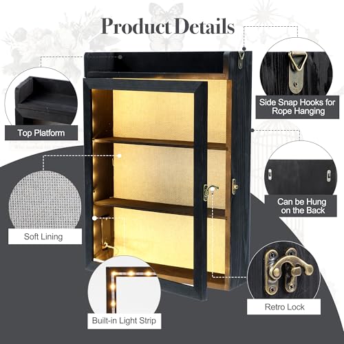 11x16 Dog Memorial Shadow Box Frame with Shelves, Black - color: Standard Black