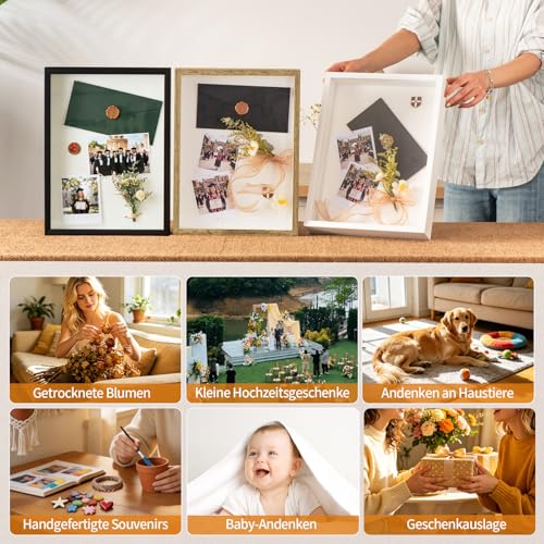 12x16 Large Shadow Box Frame with Thickened Acrylic Panel & Pins - color: White+high Definition Panel + Shatter-proof Packaging, size: 12x16