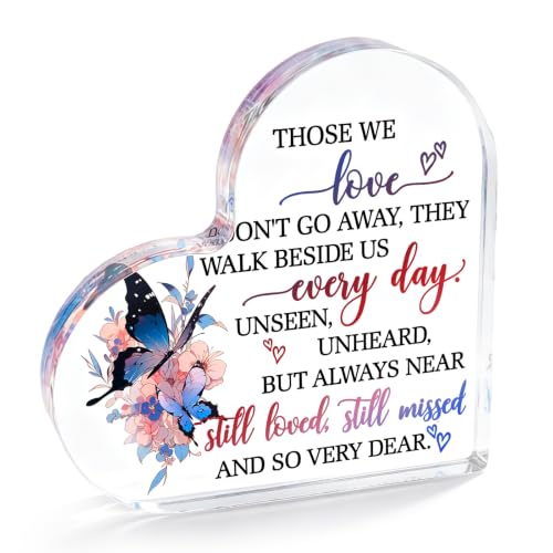 Condolences Remembrance Gifts for Loss Sympathy Grieving Friends | Bereavement Memorial Gift for Loss of Mother Dad Daughter Husband Grandma Acrylic Memorial Plaque Table Decor